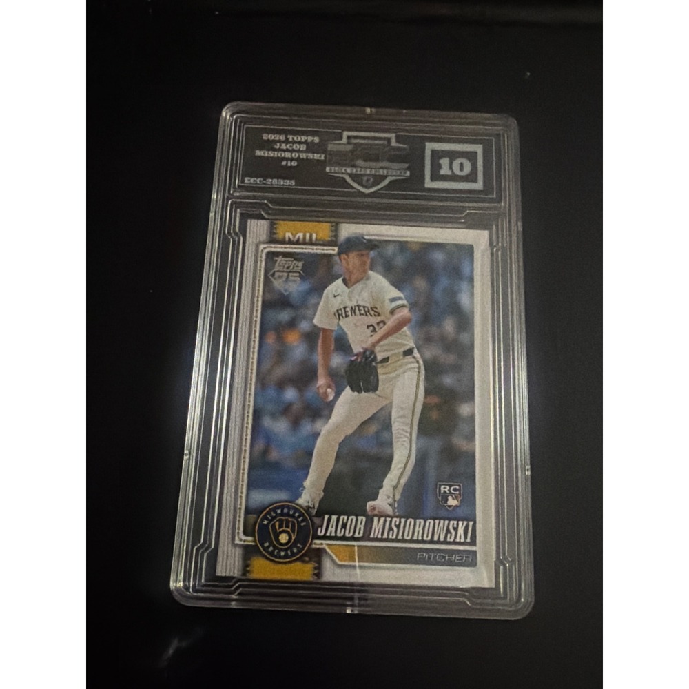 2024 Topps Jacob Misiorowski Rookie Card 10 Milwaukee Brewers ECC 10 Gem Mint